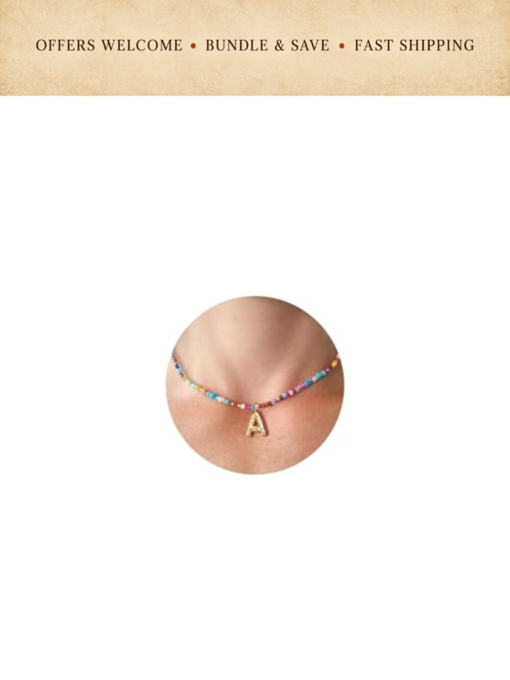 Boho Bubble Initial Necklace, 14K Gold & Gemstone, Summer Beach Jewelry